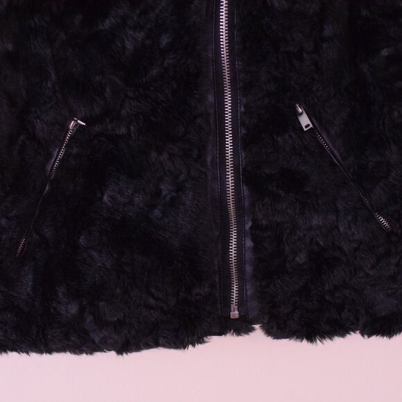 Zara Girls Black Fur Zipper Vest Y2K Winter Fall Warm Cozy Outerwear Grunge 9/10 - Picture 3 of 8